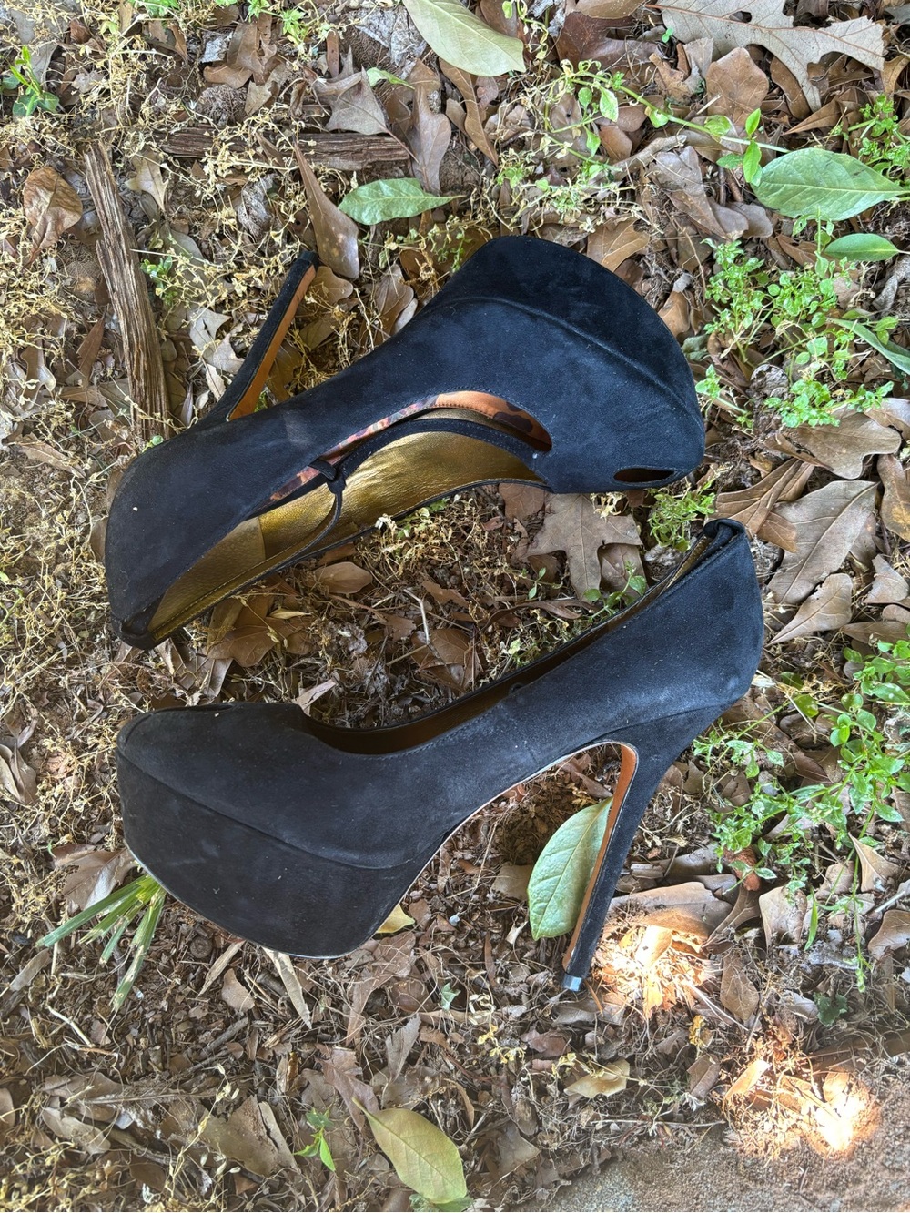 Sam Edelman Black Suede Peep-Toe Stiletto Heels